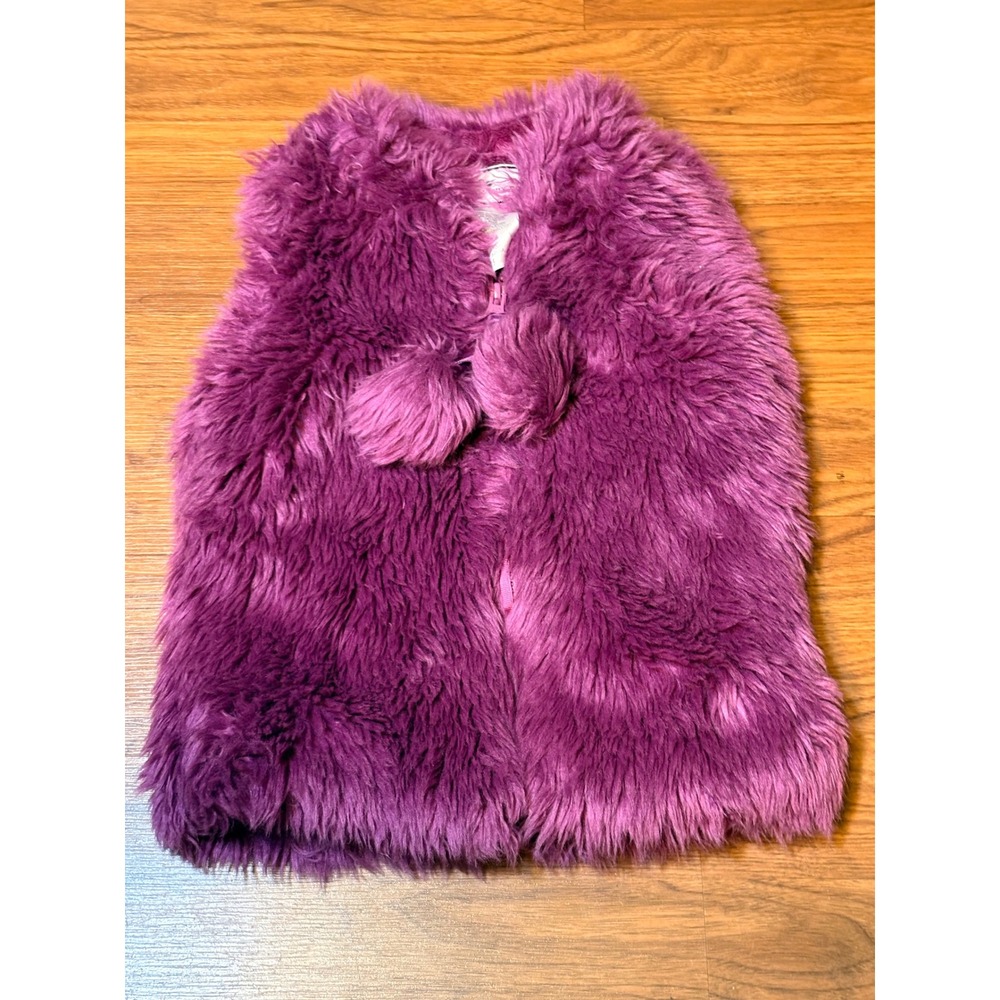 American Widgeon Faux Fur Vest Kids 5 Purple Good Pom Pom Zip 654773